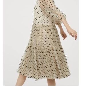 Cream and black polka dot Tulle dress with slip